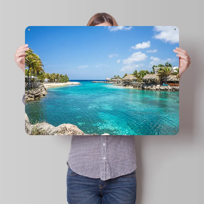 Curacao Willemstad Travel Personalized 3D Textured Metal Poster Wall Art Tinplate Sign for Home Decor Accessories Wand Deko Room