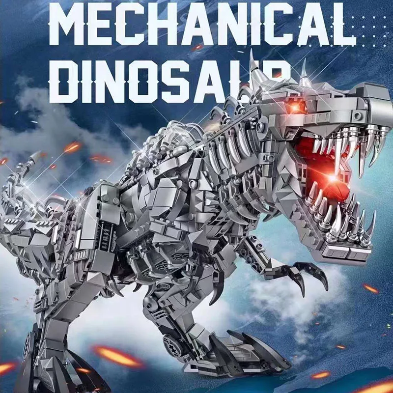 Jurassic Dinosaur World Large Mechanical Tyrannosaurus Rex Building Blocks T-rex Model With Lights Bricks Toys For Children Gift