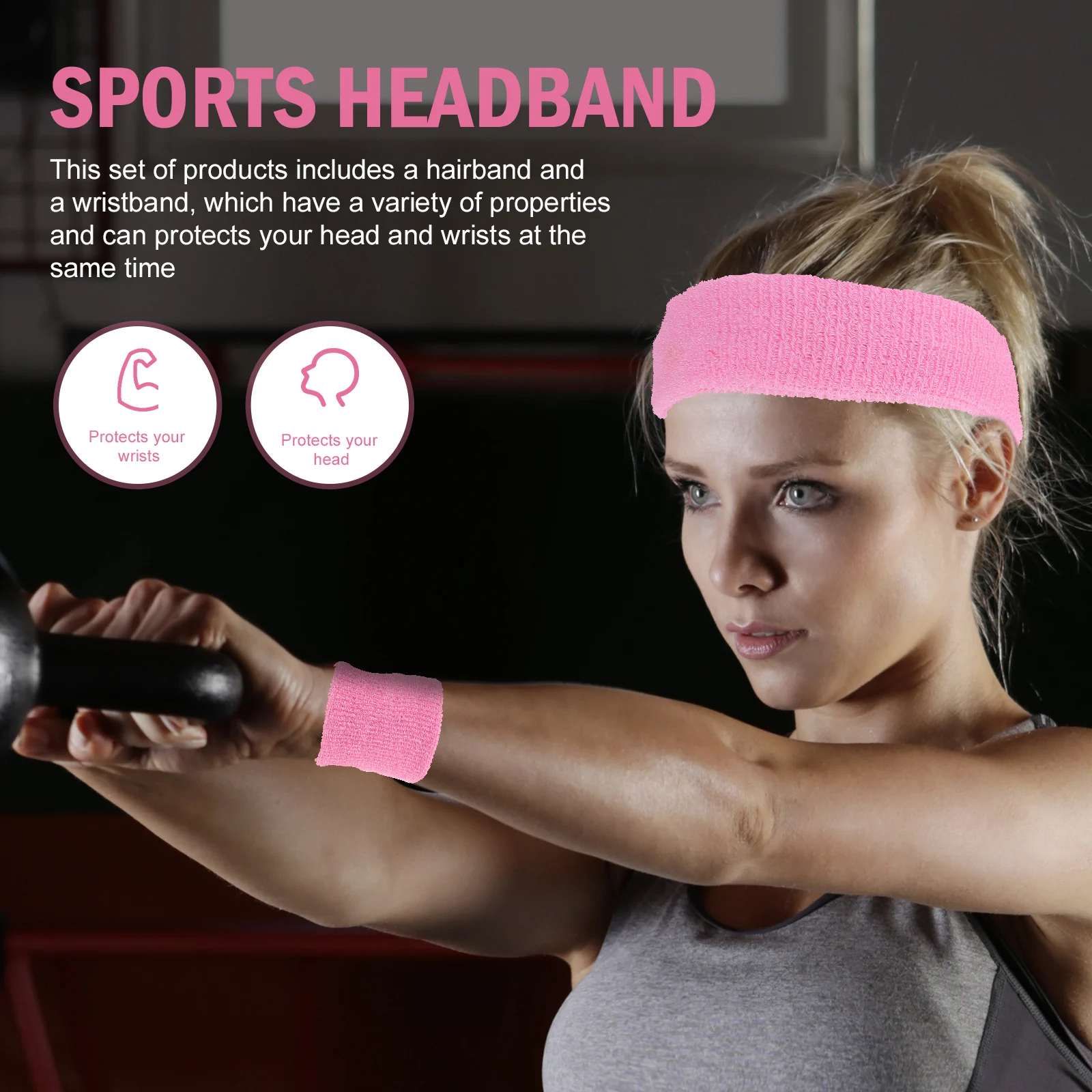 

Sports Headband Wrist Guard Set Striped Headbands Adjustable Sweat for Wrists Elastic Men Women Fitness