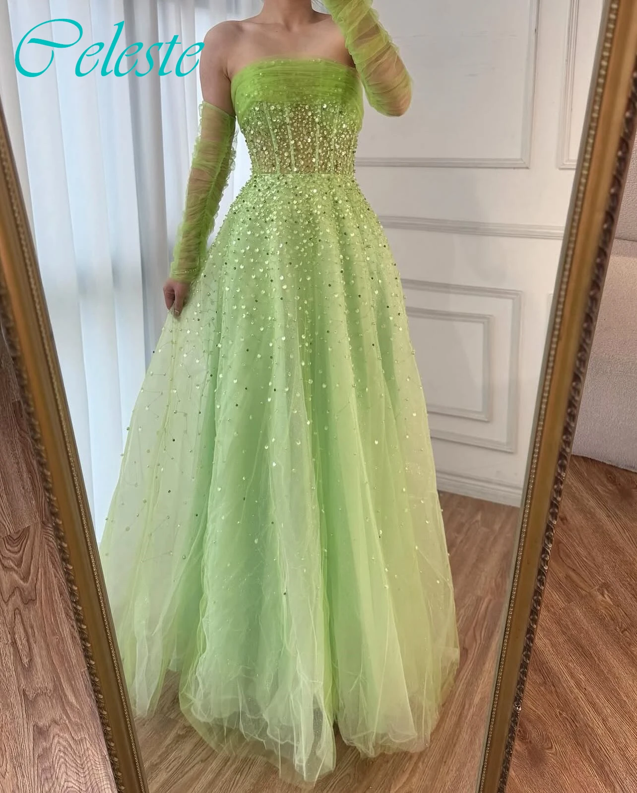 

Customized A-Line Strapless Sleeveless Elegant Evening Dress Delicate Bespoke Occasion Gowns Fashion High Quality Prom Dress