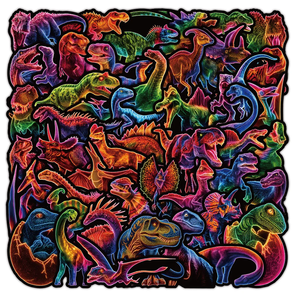 

50PCS Neon Style Dinosaur Stickers Creative Decoration Mobile Phone Case Notebook Skateboard Water Cup DIY Graffiti Toys Gifts