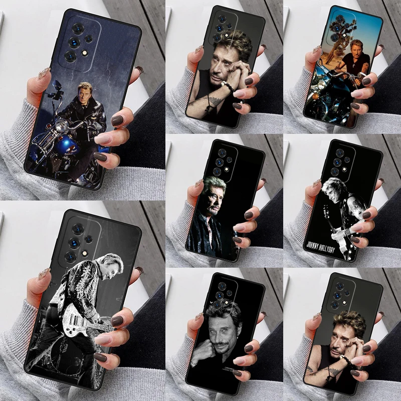 Casing ponsel Johnny Hallyday, sarung HP untuk Samsung Galaxy S23 S21 S20 FE S24 S22 Ultra Note20 S10 S9 S8 Plus A40 A52 A12 A13 A53