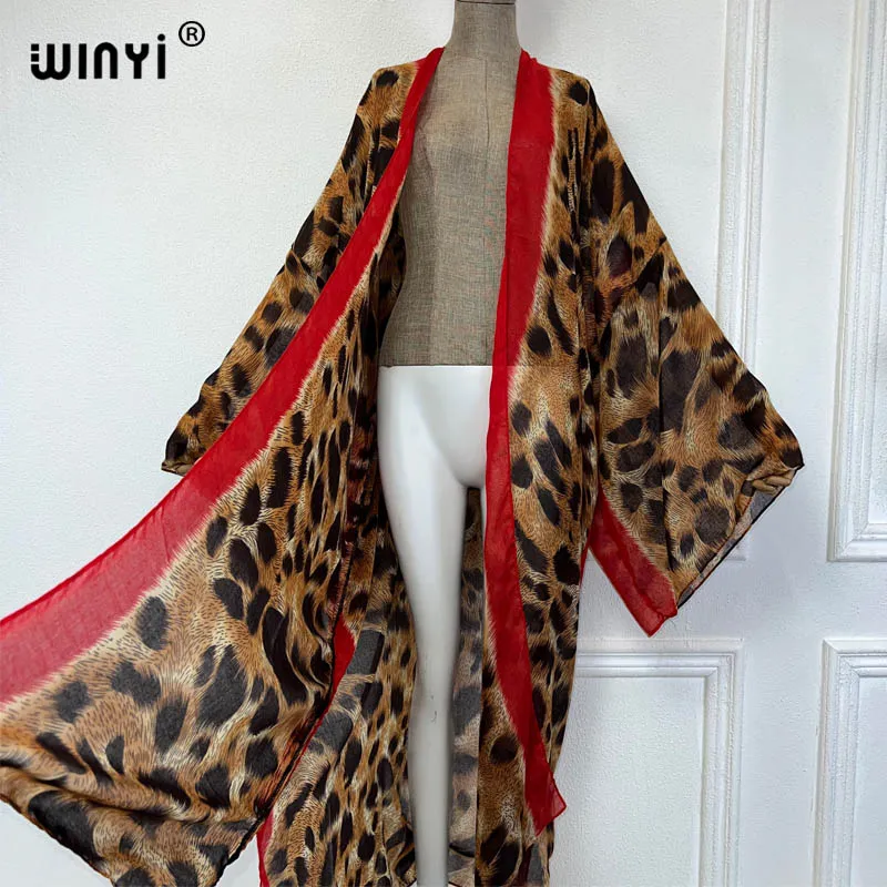 Imagem -04 - Winyi-cardigã com Estampa Leopardo para Mulheres Cardigã Sexy Moda Praia Capas Quimono Roupas de Férias Semi-perspectiva 2023