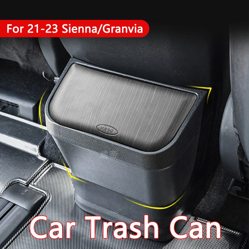 

Car Trash Can Organizer For Rear Water Cup Holder Trash Bin Can Rubbish Bag Garbage Storage ABS For Toyota Sienna Granvia 21-23