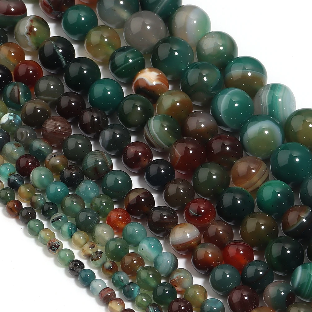 1 strang/lot 4/6/8/10/12mm Malachit Grün Streifen Achat Stein Perlen Runde lose Perlen Für Schmuck Machen DIY Halskette Armband