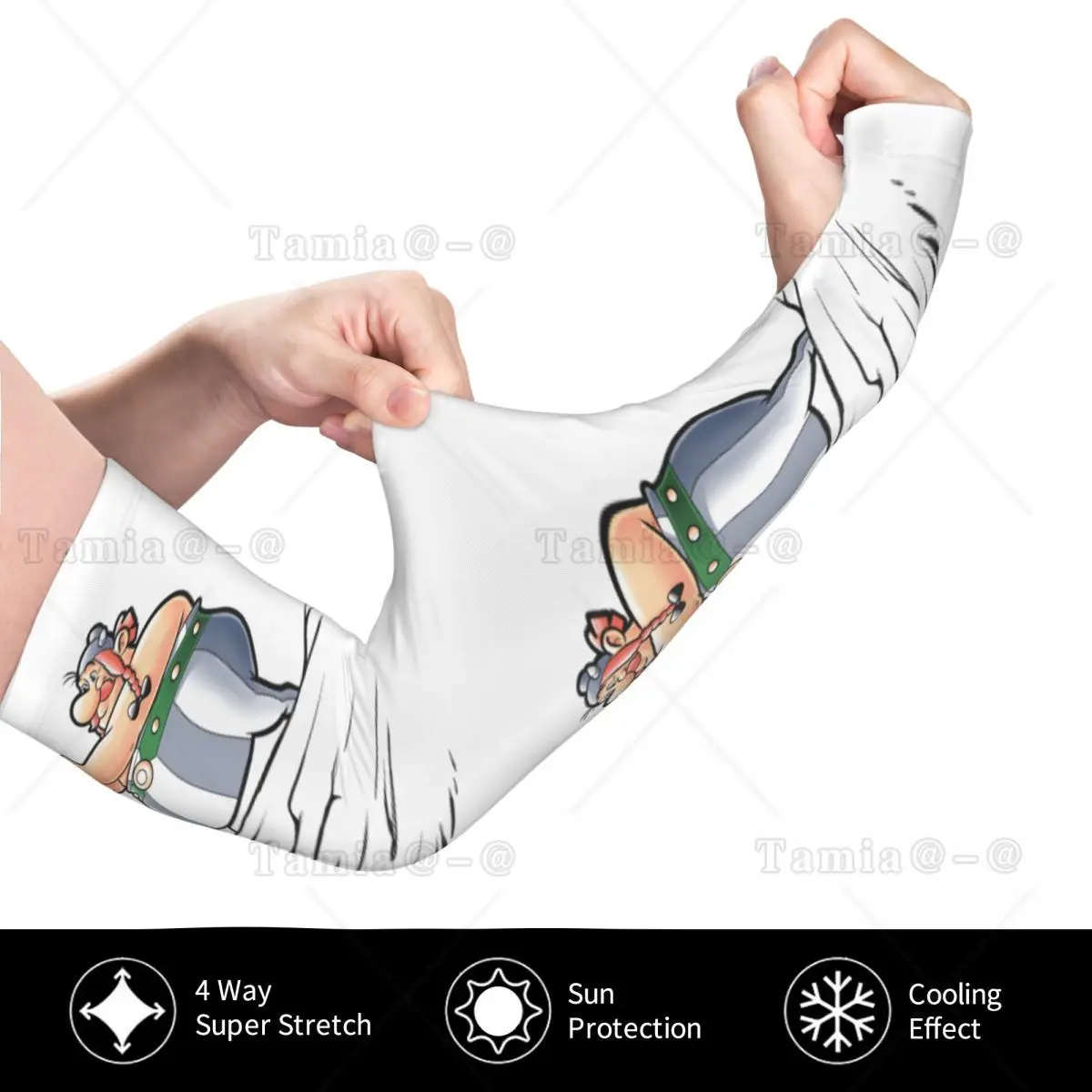 Custom Dogmatix Asterix And Obelix UV Protection Arm Sleeves Men Women Athletic Sports Funny Anime Tattoo Cover Up for Hiking