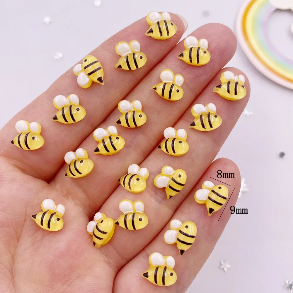 30pcs Glitter Resin Colorful Mini Candy Color Bee Art Nail Flatback Rhinestone Applique DIY Wedding Scrapbook Decor Crafts SL617