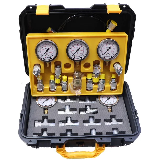 Duker Latest Design Excavator Hydraulic Inspection Kit 5 Pressure Gauge 11 Fitting 12 Tee Set