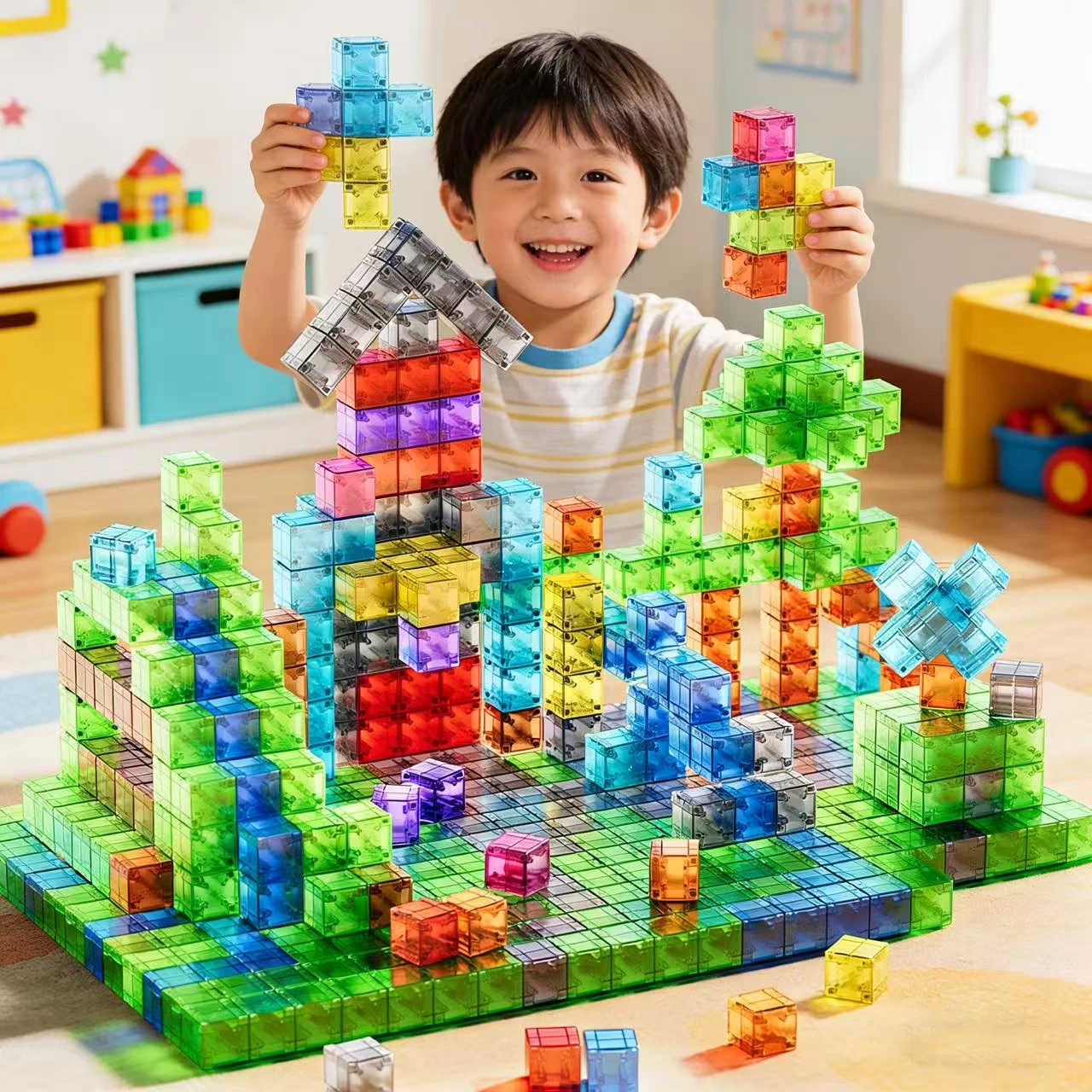 

Магнитные строительные блоки DIY, прозрачные квадратные кубики, разноцветные конструкторы, игрушки для сборки, развивающие игрушки для детей, подарок для самостоятельной сборки