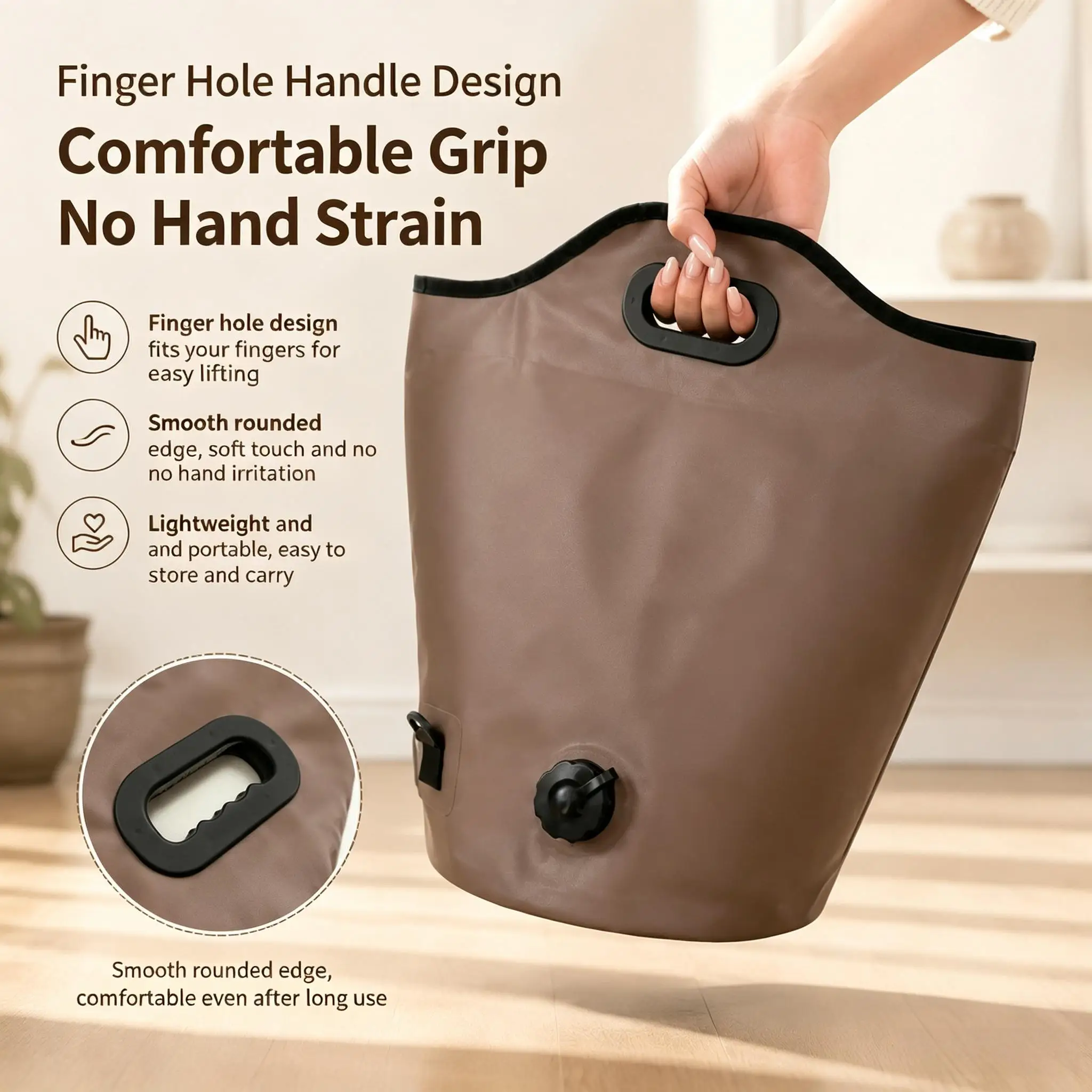 Foldable Foot Soak Tub Portable Water Bucket Multifunctional Ice Bucket Dirty Clothes Basket with Drain Valve Handle