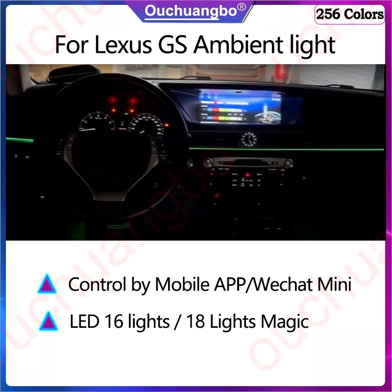 Ouchuangbo Ambient Light For 2013-2019  GS 256 Colors Music Sync Interior Atmosphere Ambiance  Lamp Backlight kit moodlight