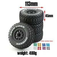 4pcs 112mm 1/10 Short Course Truck Tires Tyre Wheel with 12mm Hex for Slash Arrma Senton HuanQi 727 Vkar 10sc Hpi Rc Car