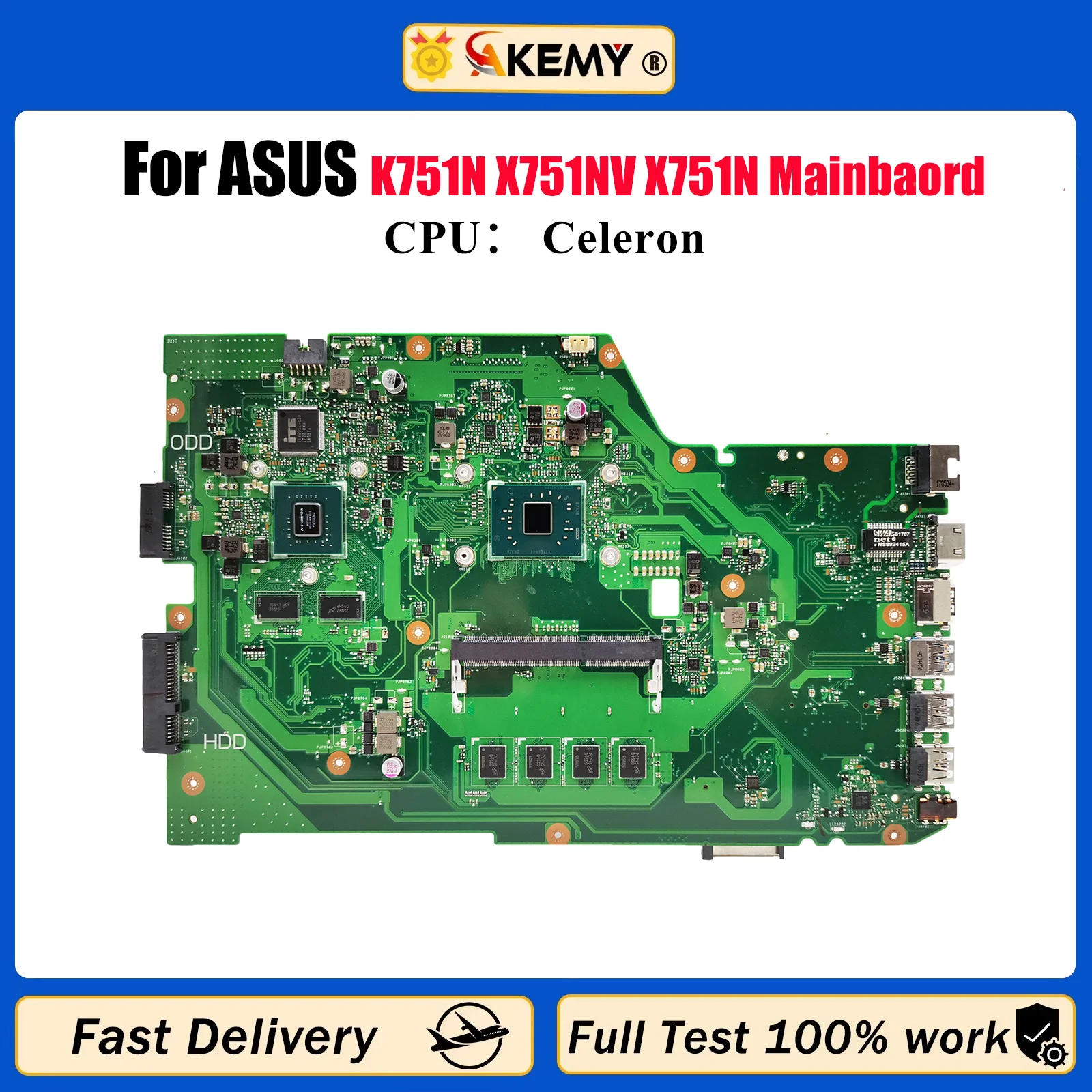 

Материнская плата для ноутбука X751NV для ASUS VivoBook X751N K751N X751NV X751NC, материнская плата для ноутбука с процессором Celeron, ОК, быстрая доставка