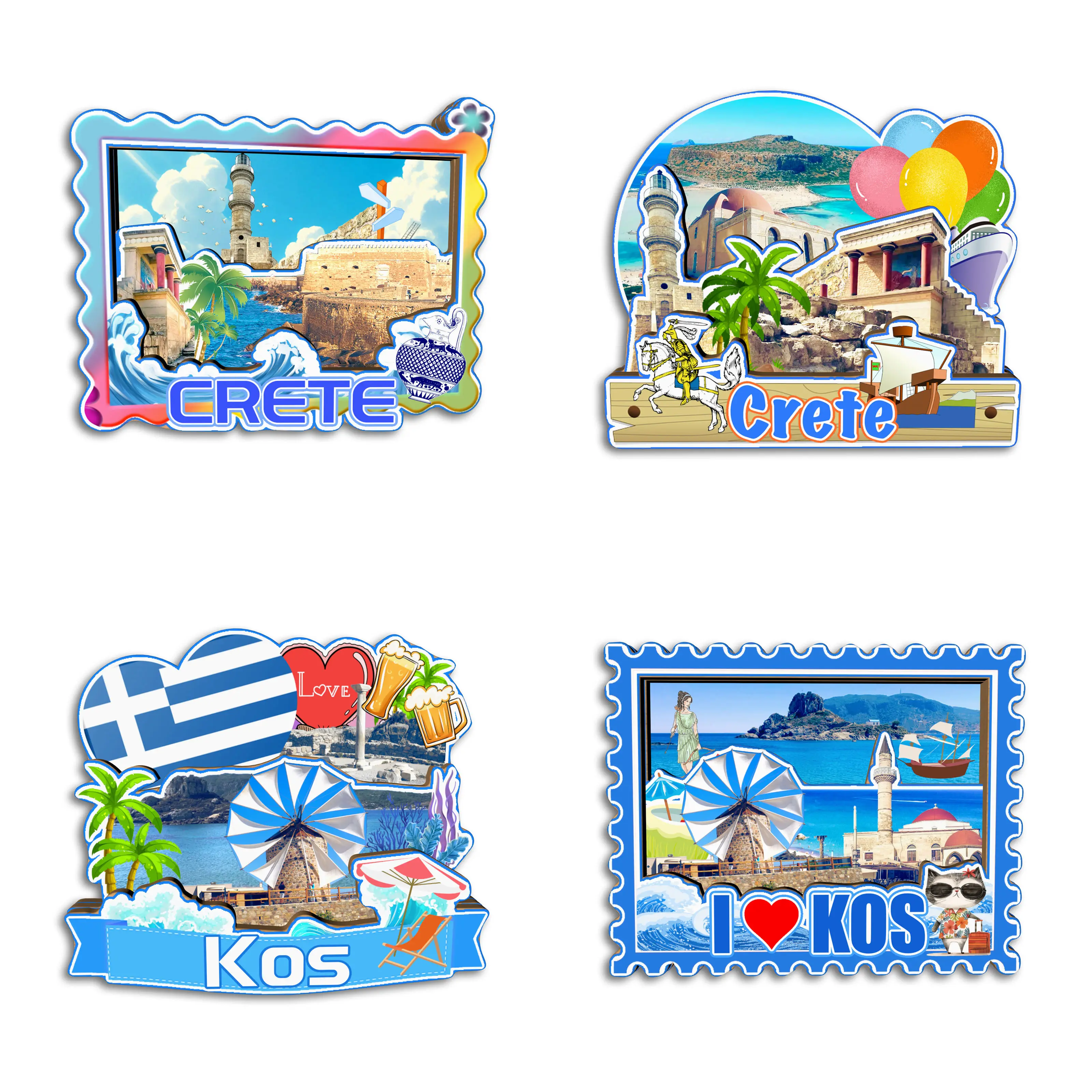 كريت كوس اليونان مغناطيس الثلاجة ثلاثية الأبعاد هدايا تذكارية للسفر هدايا حرفية خشبية #1