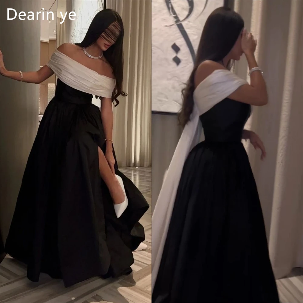 Customized Saudi Arabia Prom Gown Dearin Off-the-shoulder A-line Floor Length Skirts Ribbon Bespoke Occasion Dresses Evening For