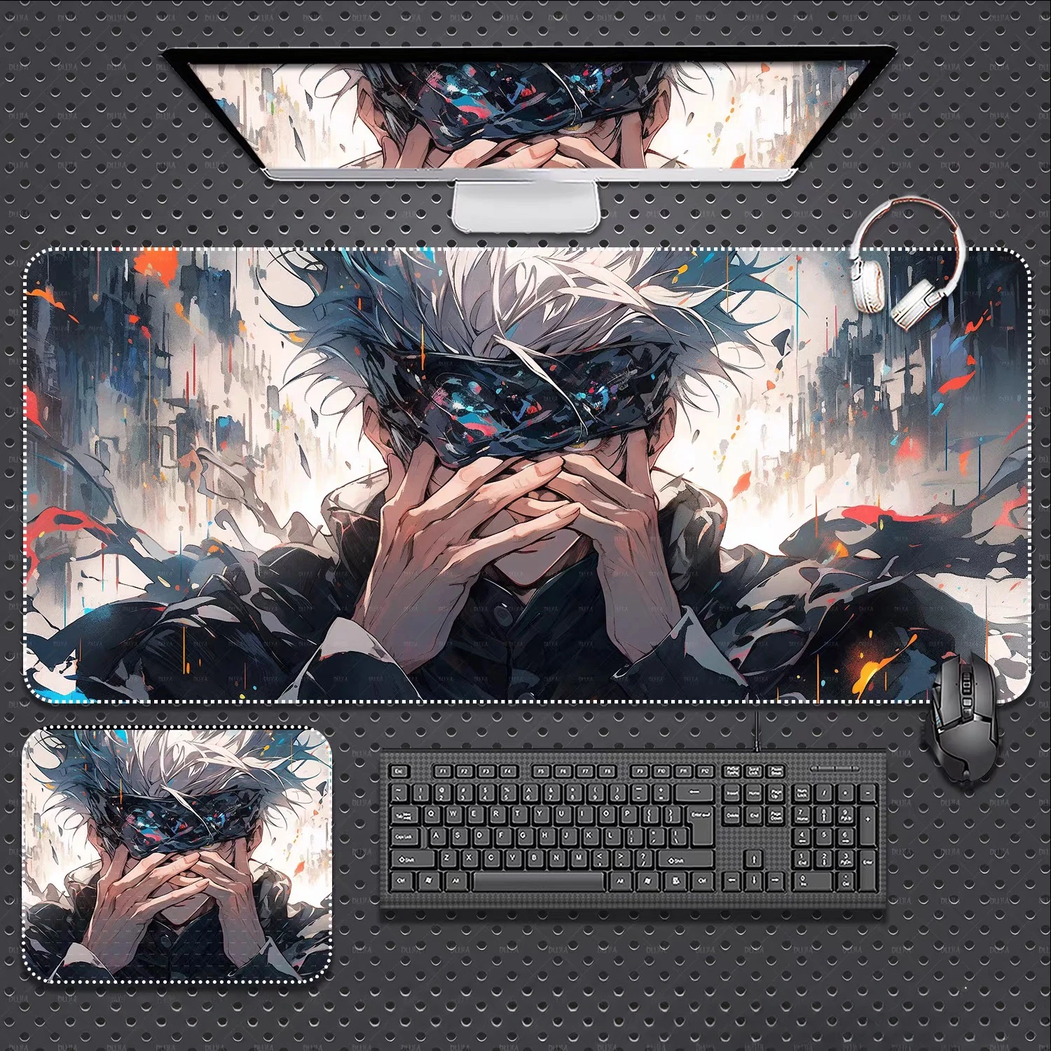 Cool Animation Jujutsu Kaisen Leather Mouse Pad Cartoon Oversized Gojo Satoru Yuji Itadori Game Computer Keyboard Office Deskpad