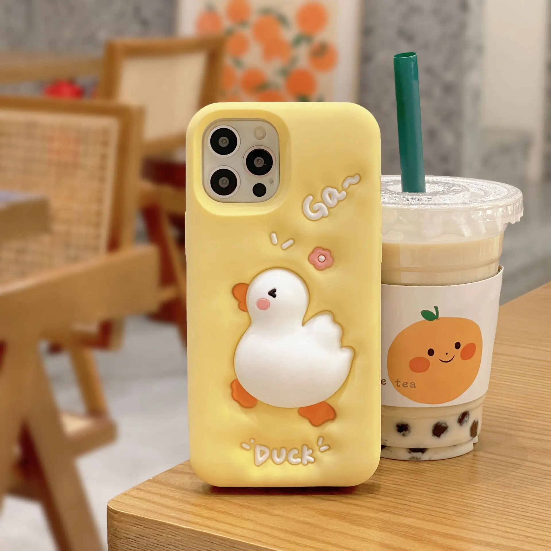 Silicone Back Cover Girl Squishy Phone Case For IPhone 11 12 13 14 15 16 Pro Max 14 15 Plu 3D Toys Cartoon Duck Shockproof Soft