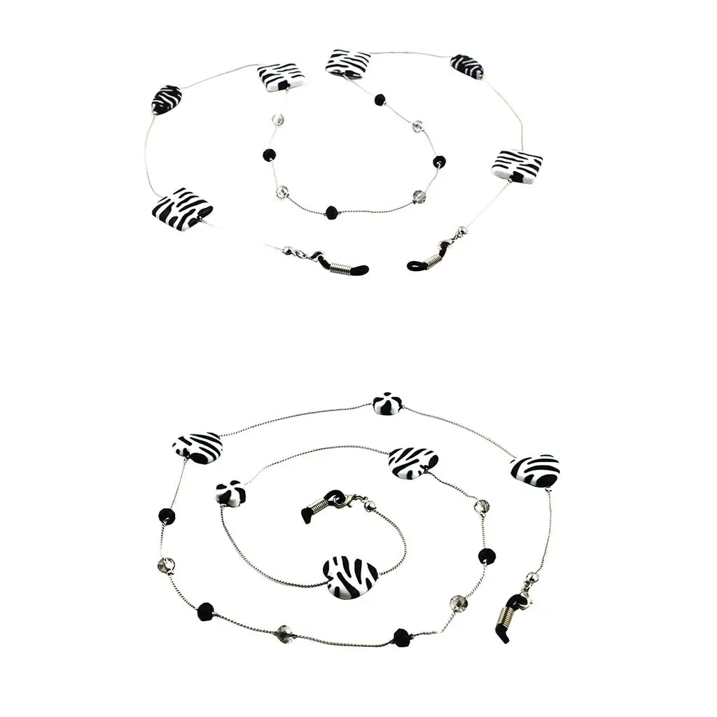 Eyeglass String Holder Silver Beaded Alloy Chain for Clear Glasses and Anti Blue Light Eyepieces