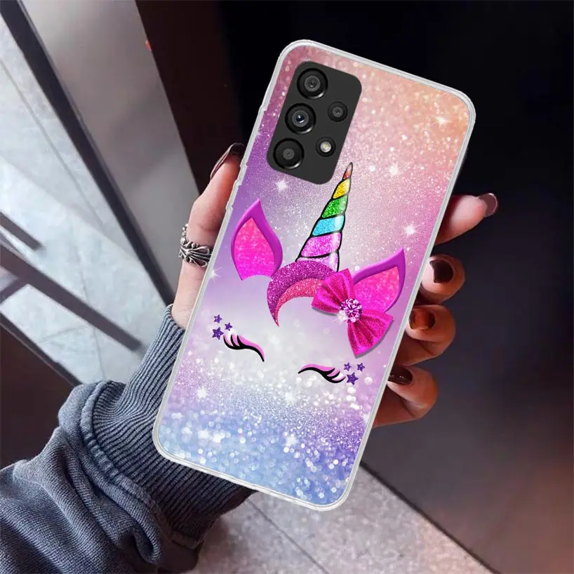 Pink Unicorn Rainbow Phone Case For Samsung Galaxy A15 A14 A13 A12 A55 A54 A53 A52S A25 A24 A35 A34 A23 A33 A22 A32 A05S A03S A0