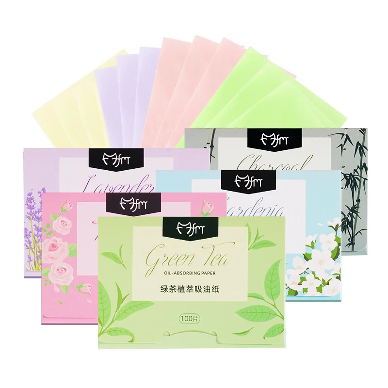 Toalhetes faciais absorventes, Papel anti-graxa Matcha, Folhas absorventes de óleo, Maquiagem Cosmética, Ferramentas de limpeza, 100pcs