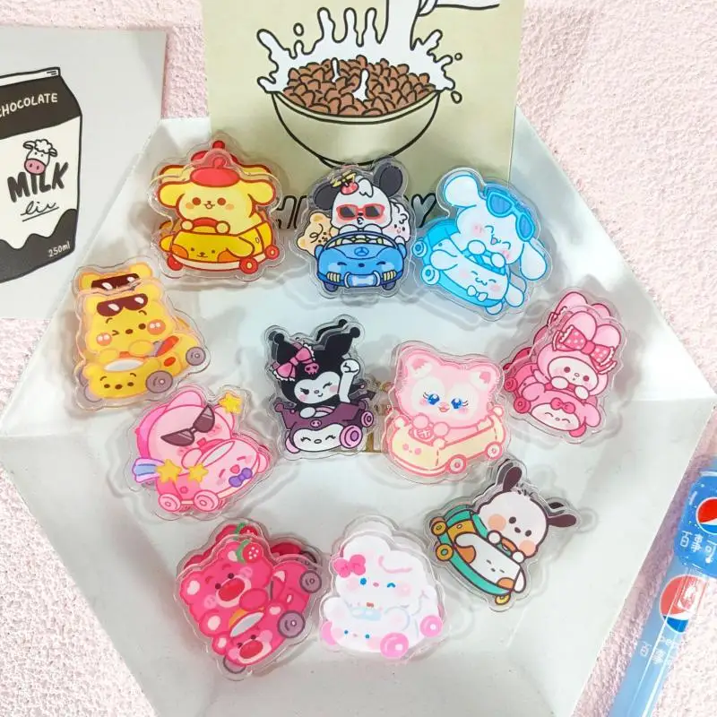 Anime Sanrio Kuromi My Melody Cinnamoroll Pochacco Pompompurin Lotso Linabell Sealing Clip Double-Sided Pp Clip Binder Clip Girl