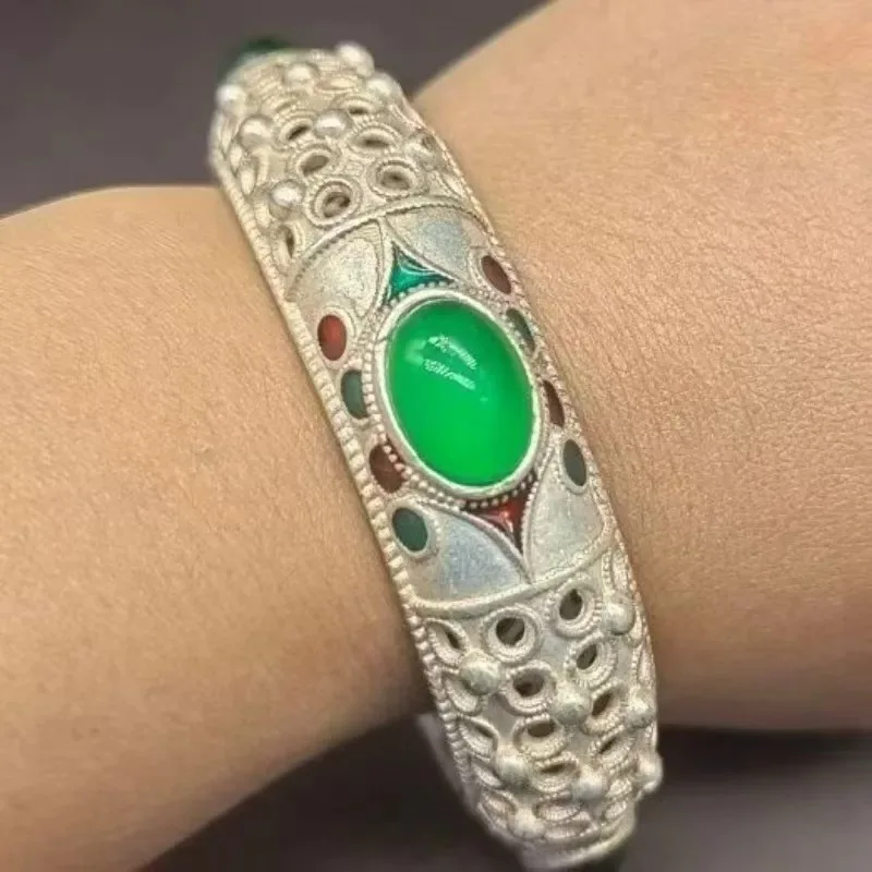 

Hidden silver jewelry, red green agate, closed chain personalized fashion jewelry gift for family birthdays