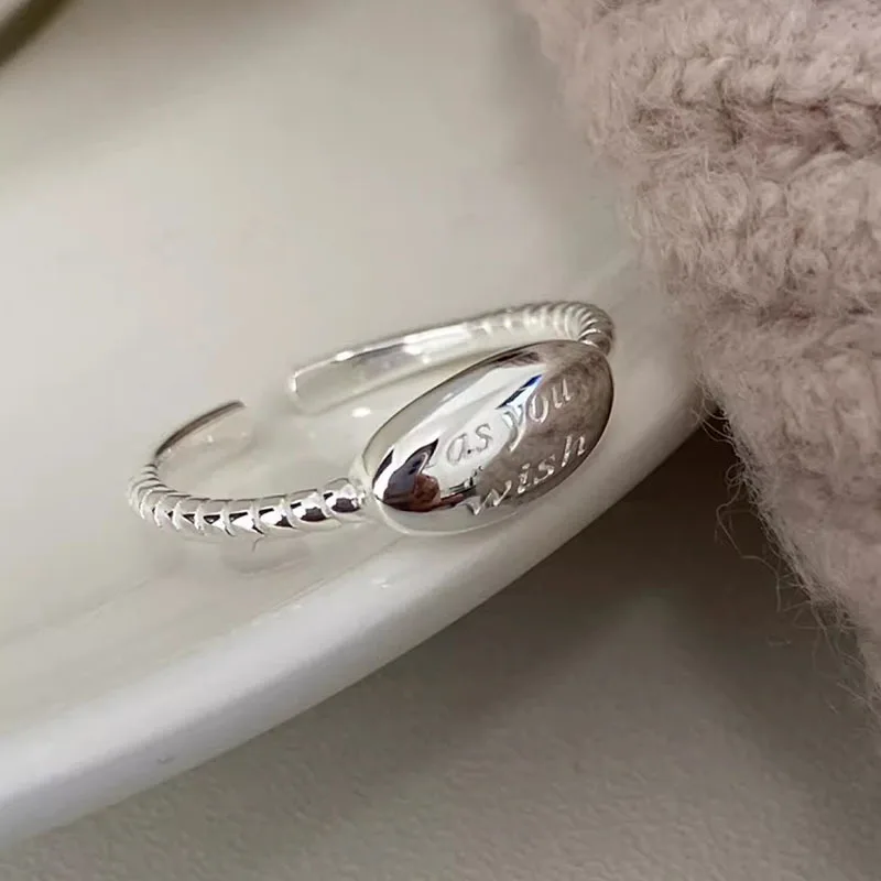 Anillo de plata de ley S925 para mujer, chapado en platino, letra ovalada, joyería Popular de moda, regalo para pareja