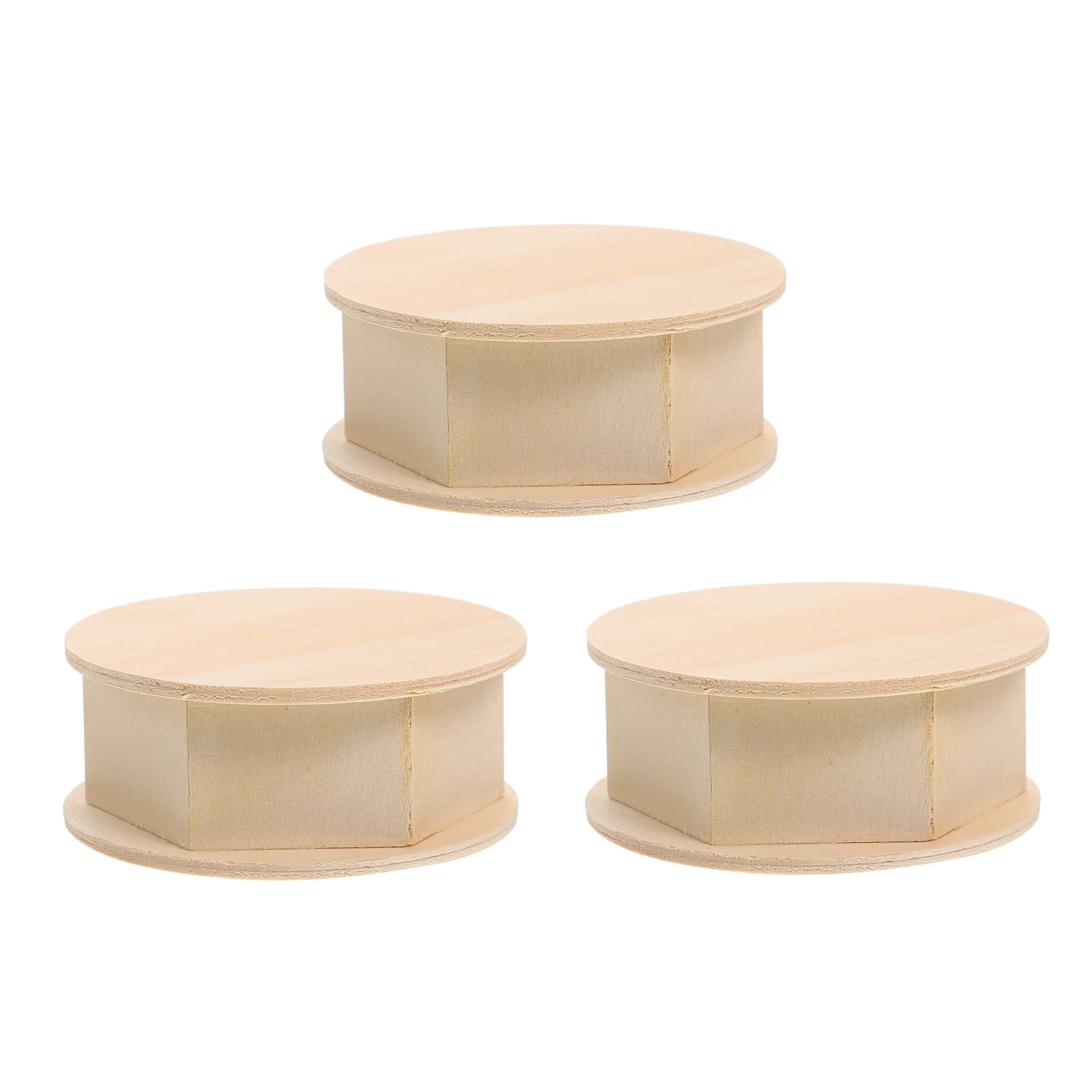 

3 Pcs DIY Storage Box Clay Case Small Bins Simple Holder Crate Wood Boxes Organizer