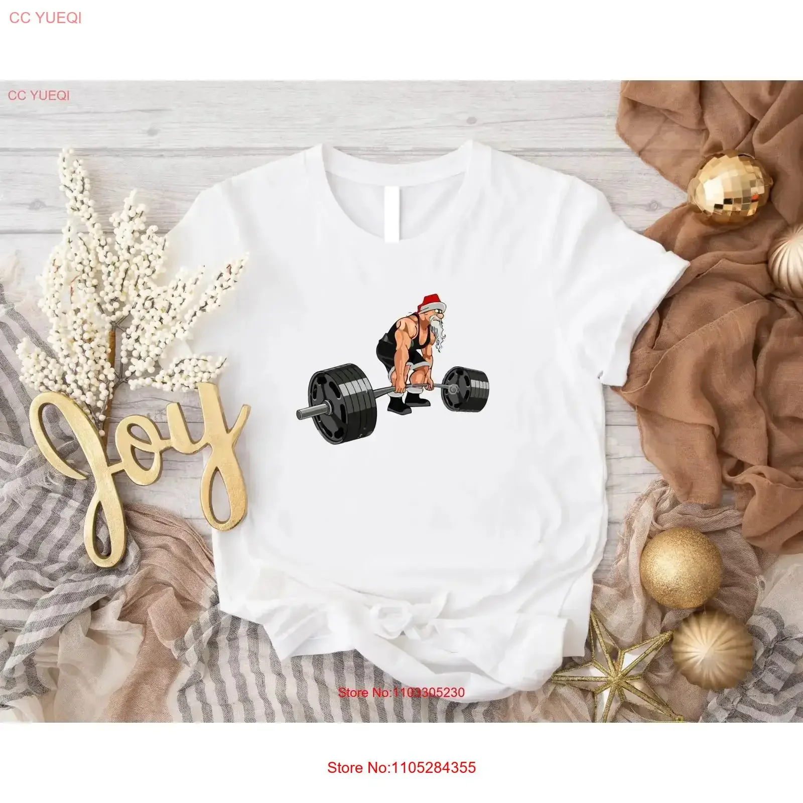 Bodybuilder Santa T shirt Gym WorkouT Christmas Weightlifting Fitness Funny Gymer SweaT vintage Washed homme Stylish Versatile