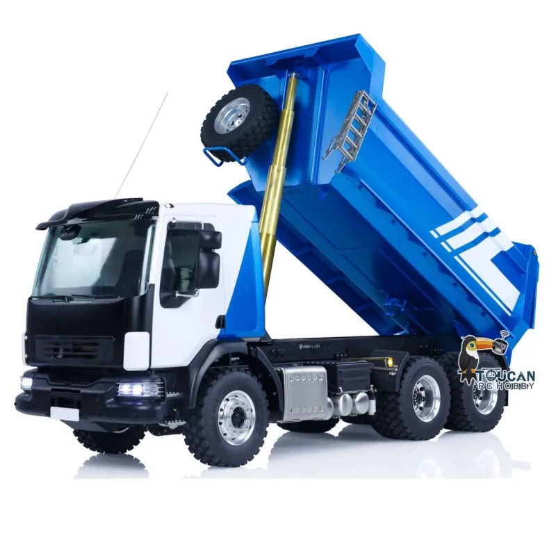 6x6 LESU 1/14 RC Hydraulic Dumper Truck 3Axles RTR Metal Remote Control Tipper Car Light Sound Toy Gift TOUCAN HOBBY THZH1685