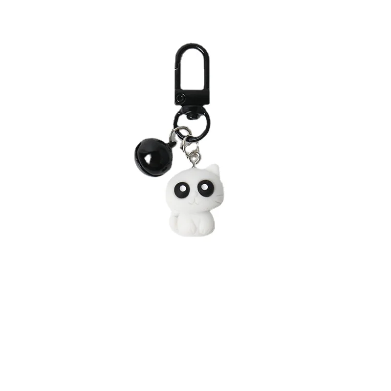 Porte-clés de voiture polyvalent chat noir et blanc créatif, pendentif mignon, sac à dos