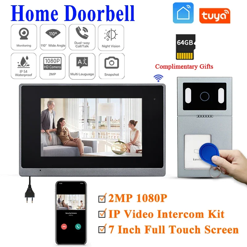 

High Quality Low Price HD 2MP 1080P Video Doorbell Street plate TUYA Smart Life APP WIFI Wired Video Door Phone RFID Access