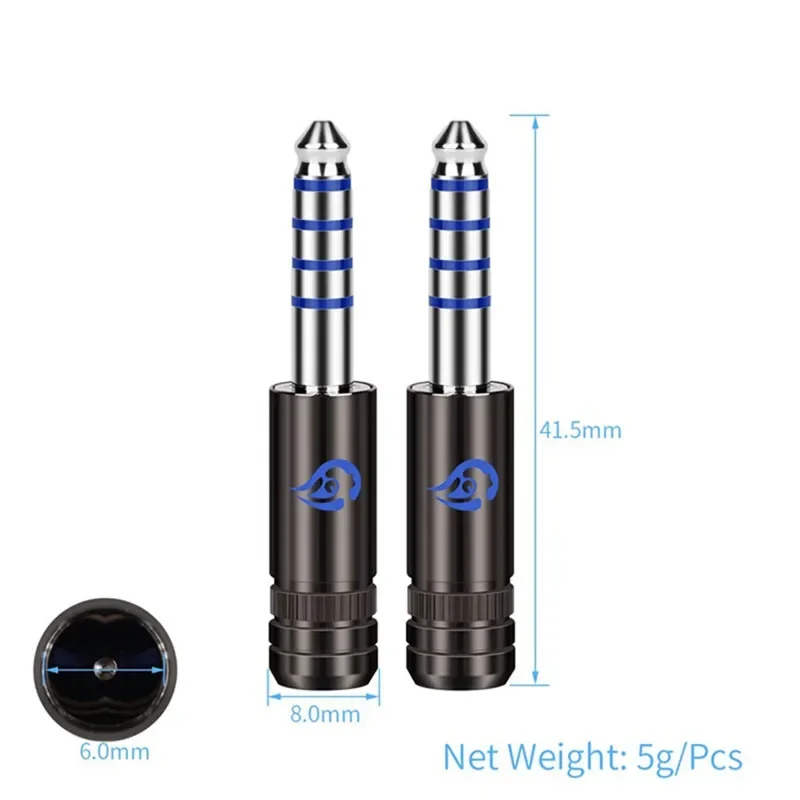 4.4 جاك 5 أقطاب سماعة موصل قابس الأزرق ل أورورا الروديوم مطلي البريليوم النحاس سماعة محول الصوت سلك 4.4 مللي متر
