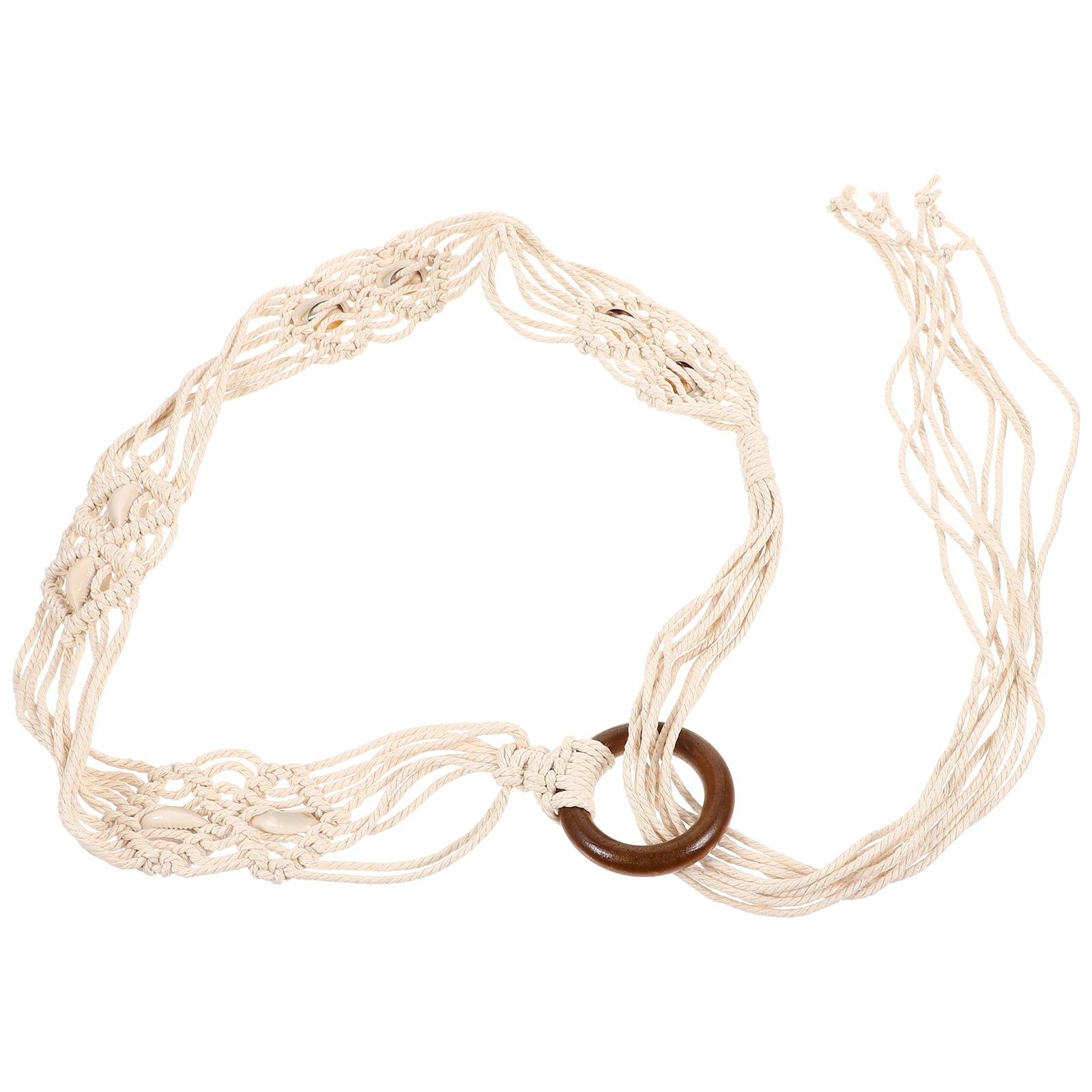 

Bohemian Belt Women Wax Rope Handmade Shell Buckle White Color Waist Belts for Dresses Fashion Lady Dress Belt