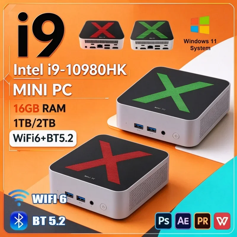 2026 New Intel I9-10980HK Mini PC Win11 16GB RAM 1TB/2TB SSD WiFi6 BT5.2 4K HD Remote Office Computer