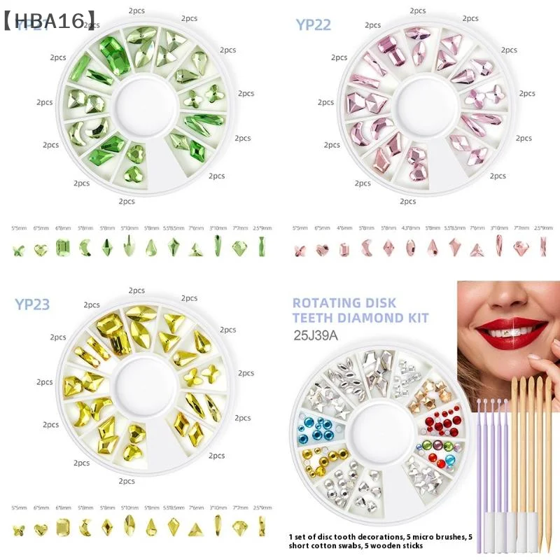 

tipoHBA16...”Disc Tooth Gem Kit Конский глаз Кристаллы Флэш-ювелирный комплект Свет Роскошные временные стоматологические украшения Стоматологические аксессуары