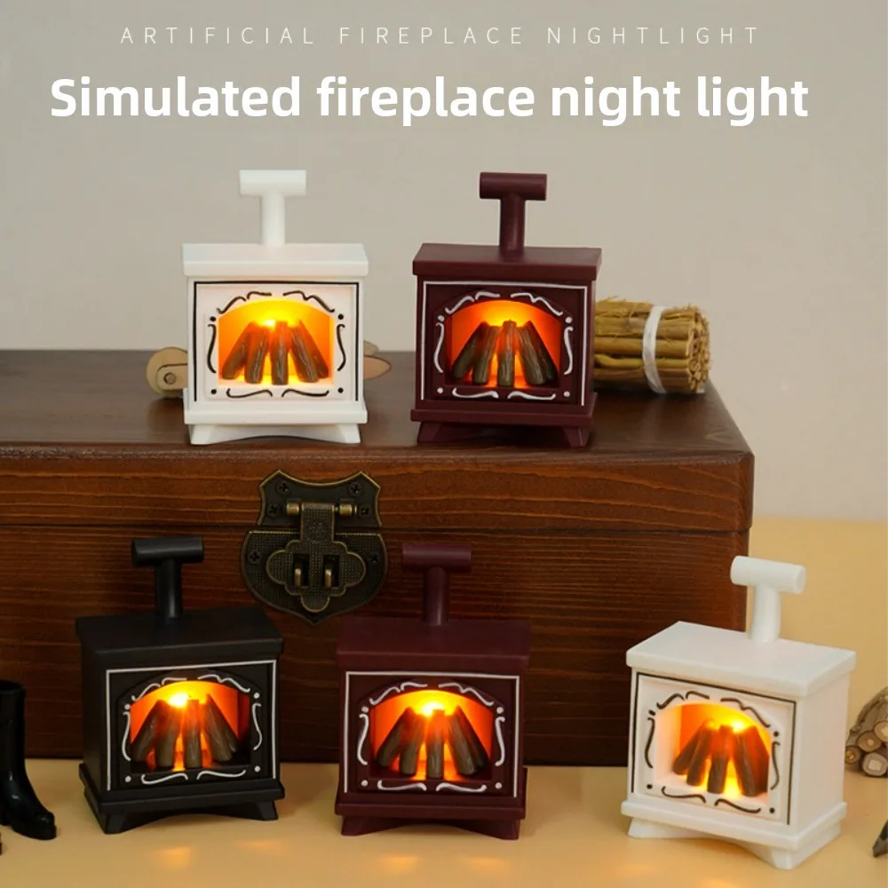 

LED Vintage Fireplace Candle Lamp Dollhouse Miniature Simulated Flame Ambient Light Creative Decorative Night Light for Home