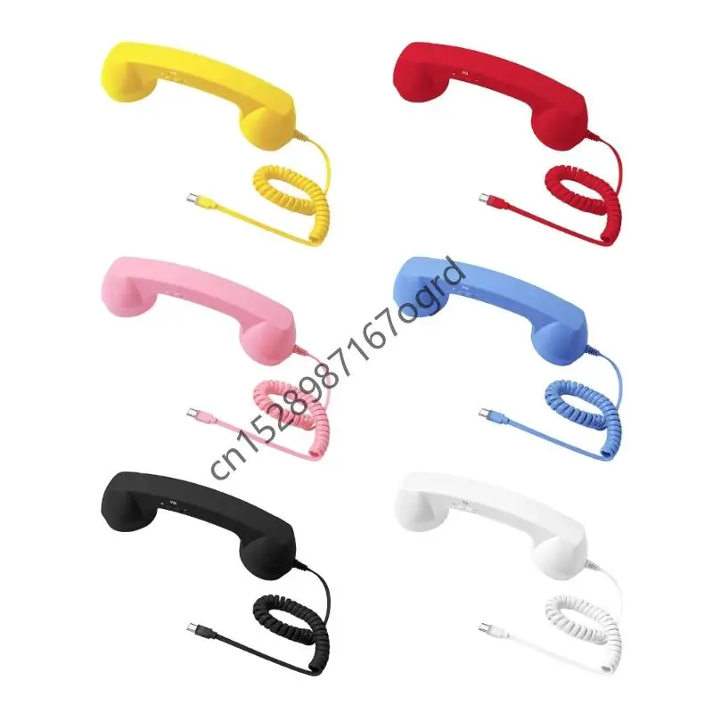 Type C Retro Telephone Handset For Mobile Phones Plugs And Play With Cord Speaker And Answer Ergonomic Grip For Office 634A