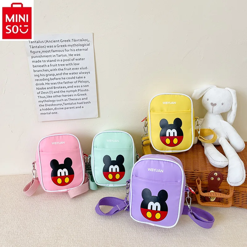 

MINISO Disney Fashion Cute Mickey Shoulder Bag Student Large Capacity Change Storage Multi functional Phone Bag