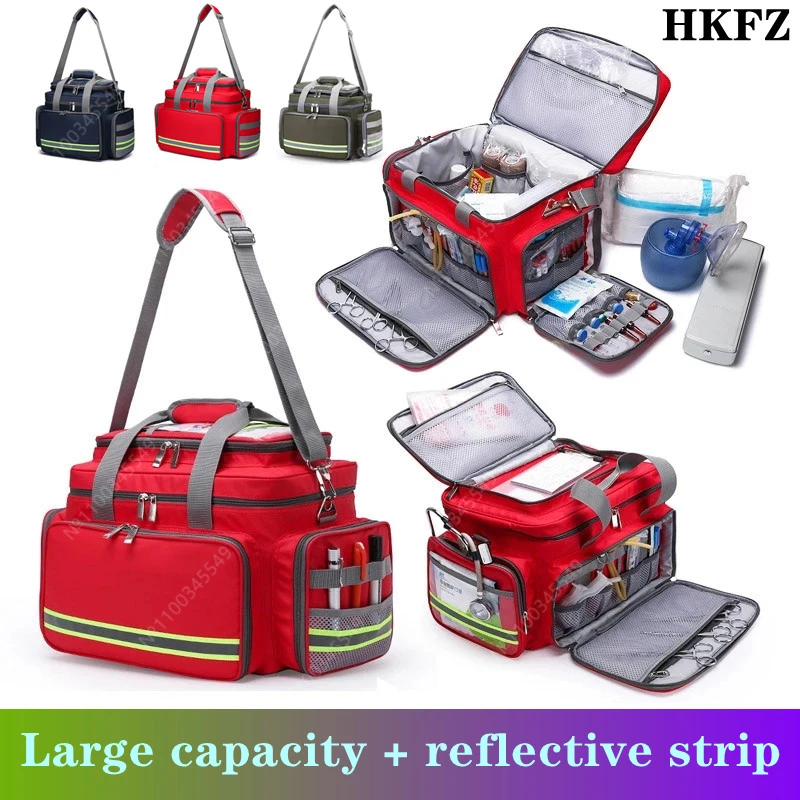 

First Aid Medical Bag Outdoor Emergency Rescue Large Capacity Bag Empty Waterproof Reflective Oxford Multi-pocket Travel Bags