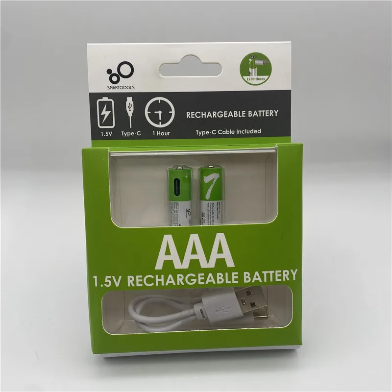 1.5V AA 2600mWh AAA 750mWh Li-ion Batteries For Mouse,Clock,Shaver,Hermometer+TYPE-C Cable AA+AAA USB Rechargeable battery