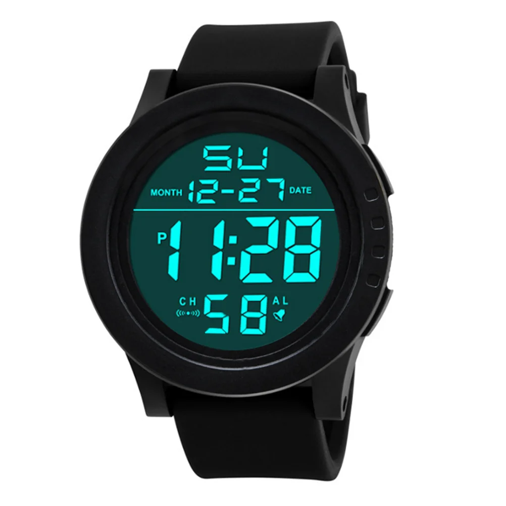 

Led Digital Sports Watch 30M Waterproof Large Screen With Day Date Month Stopwatch Countdown Dual Time Alarm Swimming Diving