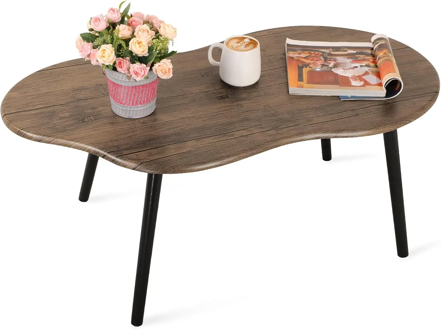 

Small Coffee Table Irregular Wood Grain Desktop Coffee Tables Cloud Shaped Center Table Floor Standing Table For Living Room,