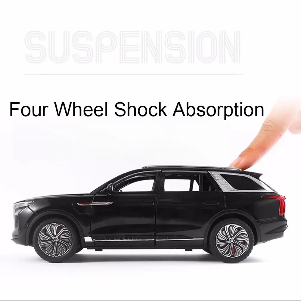 1:24 HONGQI E-HS9 Autos Spielzeug Legierung Diecast Modell Rad Zurückziehen Miniatur Auto mit Licht Sound Fahrzeug Kinder Kindertag Geschenke