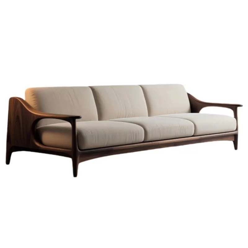 Office reception negotiation Modern simple straight row solid wood sofa
