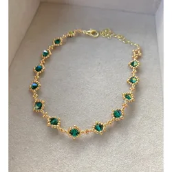 18k gold-plated jade beaded bracelet, gift for her,
