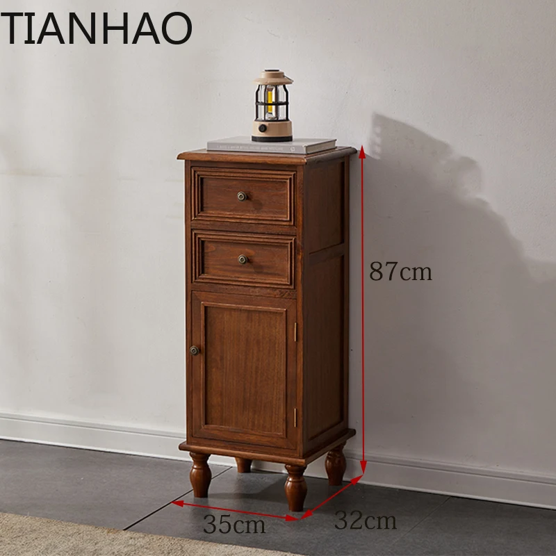 Slim French Plane Wood Cabinet Magnetic Door Narrow Organizer with Imported Hardware for Bedside/Bathroom Space Optimization