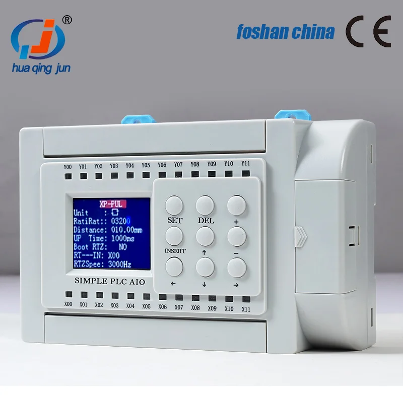Huaqingjun 12DI 12DO Transistor Output PLC 2-Channel Analog Inputs Outputs 0-10V 0-20mA RS485 Modbus RTU PLC for Automation