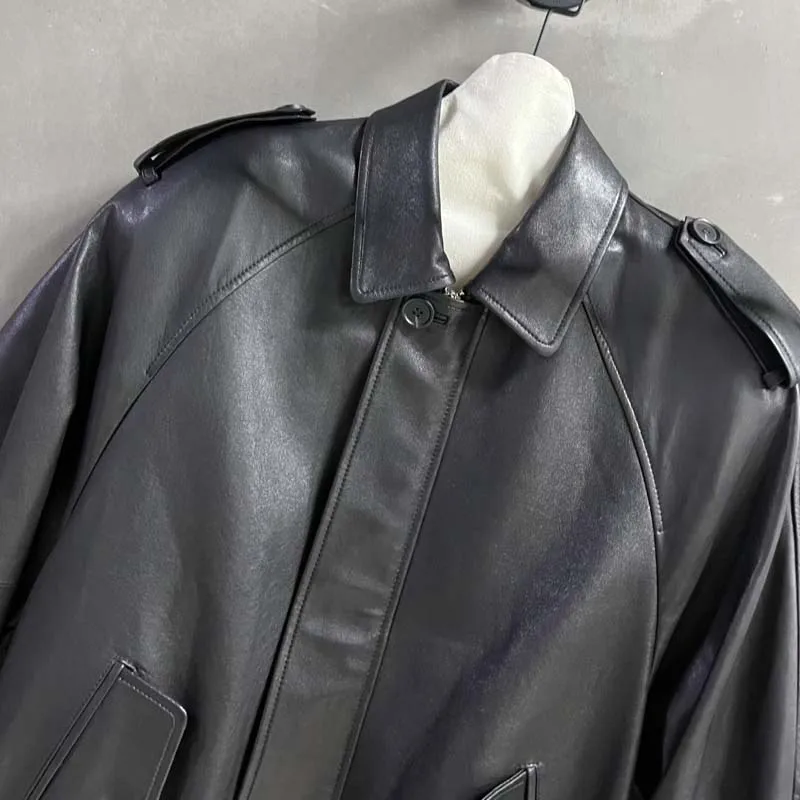 Frauen mantel herbst winter natürliche echte schaffell jacke lose weibliche kurze länge drehen-unten kragen kleidung hohe qualität