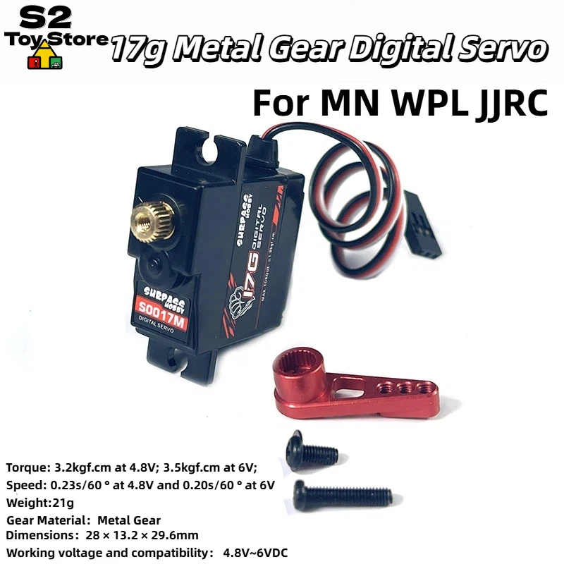 

Surpass Hobby S0017M 17G Digital Servo All Metal Gear High Torque Upgrade Part For MN WPL JJRC RC Crawler Truck Off Road Vehicle